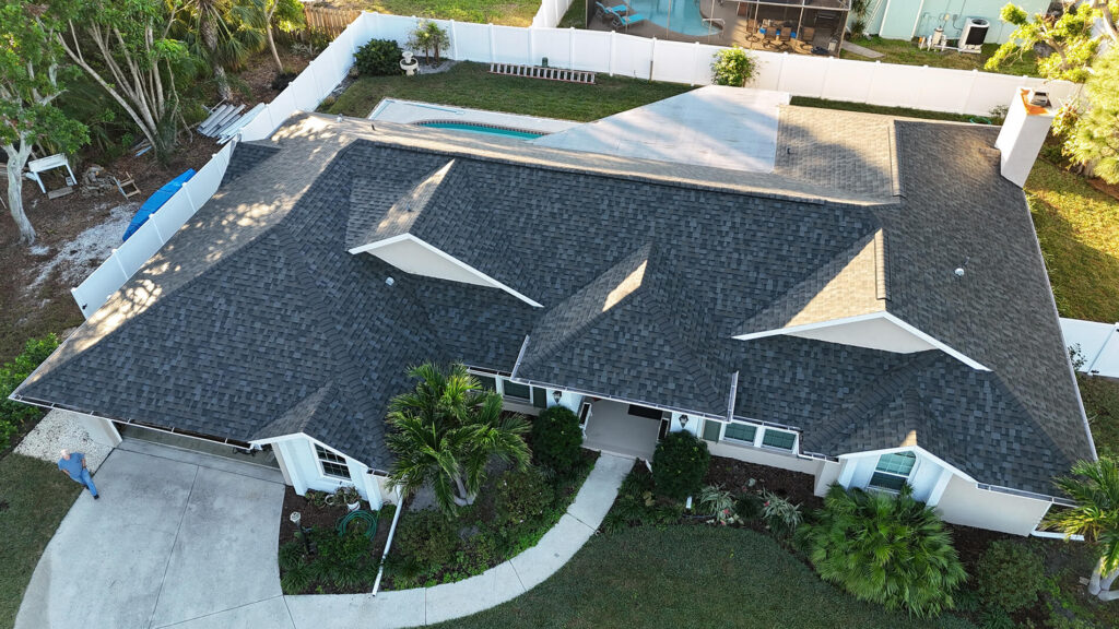Residential roof replacement with gray shingles in St. Petersburg Florida
